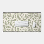 Fallen Blätter Große Muster grün auf Creme Schreibtischunterlage (Tastatur & Maus)