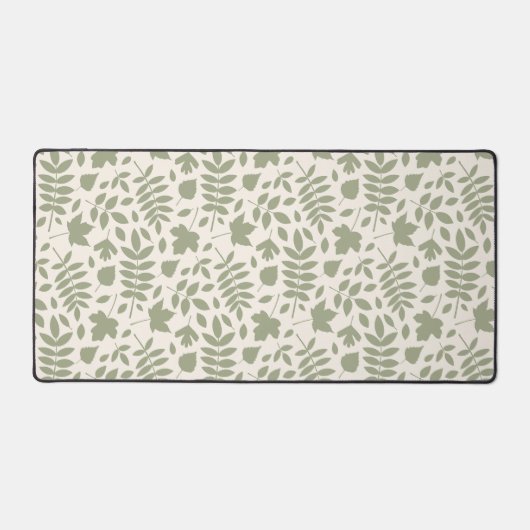 Fallen Blätter Große Muster grün auf Creme Schreibtischunterlage (Vorderseite)