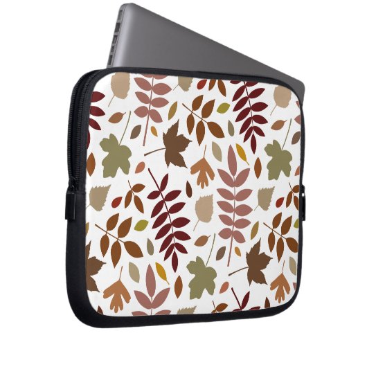 Fallen Blätter Große Muster Herbstfarben auf Weiß Laptopschutzhülle (Vorne Rechts)