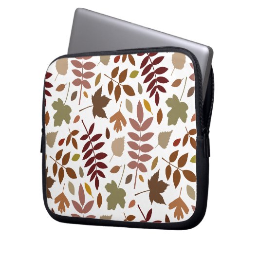 Fallen Blätter Große Muster Herbstfarben auf Weiß Laptopschutzhülle (Vorderseite Links)