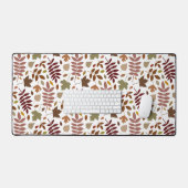 Fallen Blätter Große Muster Herbstfarben auf Weiß Schreibtischunterlage (Tastatur & Maus)