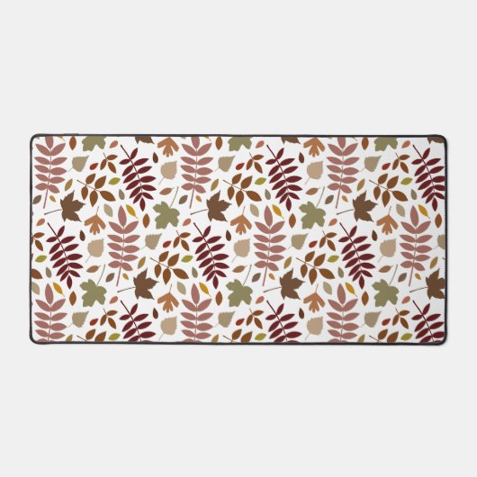 Fallen Blätter Große Muster Herbstfarben auf Weiß Schreibtischunterlage (Vorderseite)