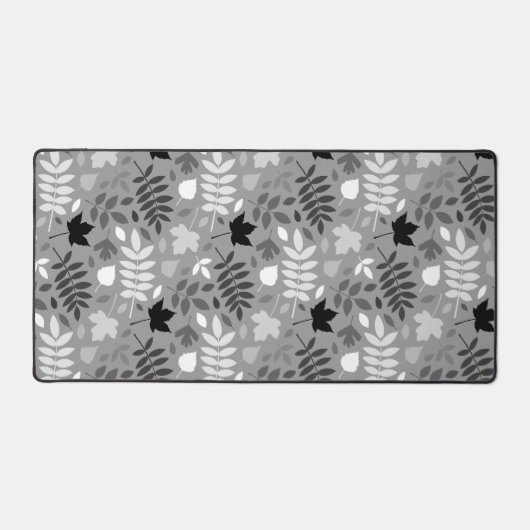 Fallen Blätter Große Muster Monochrome auf Grau Schreibtischunterlage (Vorderseite)