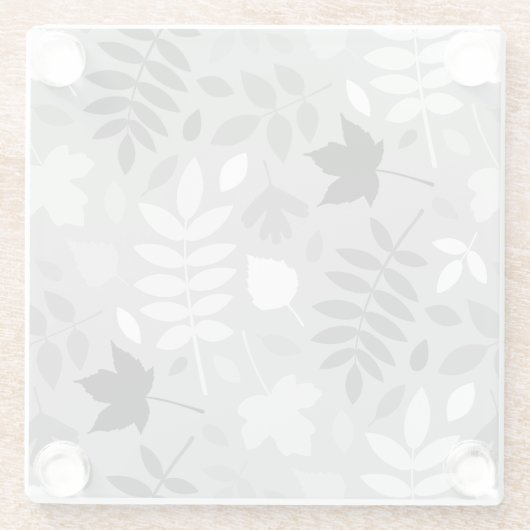 Fallen Blätter Lg Muster Monochrome auf Grau Glasuntersetzer (Rückseite)