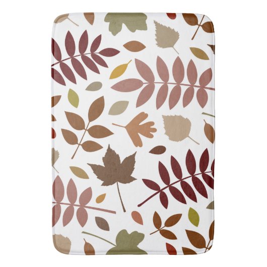 Fallen Blätter Muster Herbstfarben auf Weiß Badematte (Vorderseite Vertikal)