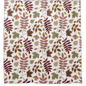 Fallen Blätter Muster Herbstfarben auf Weiß Duschvorhang (Vorderseite)