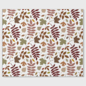Fallen Blätter Muster Herbstfarben auf Weiß Geschenkpapier (Flach)
