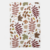 Fallen Blätter Muster Herbstfarben auf Weiß Geschirrtuch (Vertikal)