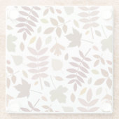 Fallen Blätter Muster Herbstfarben auf Weiß Glasuntersetzer (Rückseite)