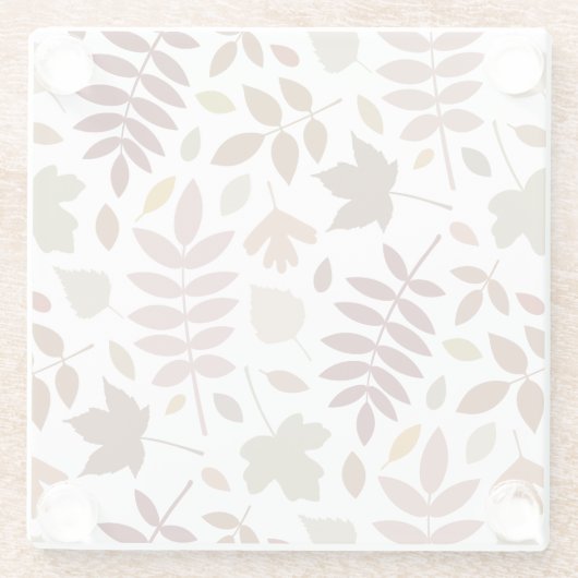 Fallen Blätter Muster Herbstfarben auf Weiß Glasuntersetzer (Rückseite)