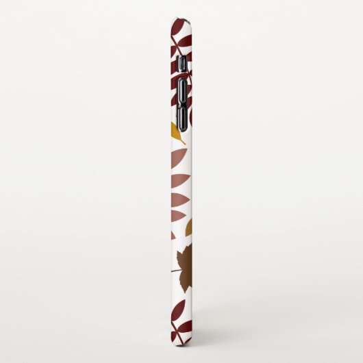 Fallen Blätter Muster Herbstfarben auf Weiß iPhone Hülle (Linke Seite)