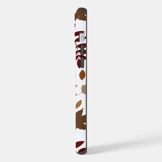 Fallen Blätter Muster Herbstfarben auf Weiß iPhone Hülle (Linke Seite)