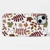 Fallen Blätter Muster Herbstfarben auf Weiß iPhone Hülle (Rückseite (Horizontal))