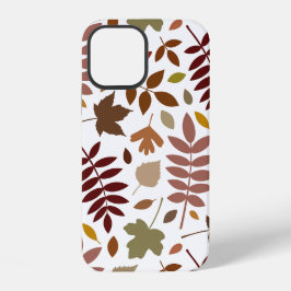 Fallen Blätter Muster Herbstfarben auf Weiß iPhone 12 Hülle