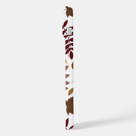 Fallen Blätter Muster Herbstfarben auf Weiß iPhone Hülle (Linke Seite)