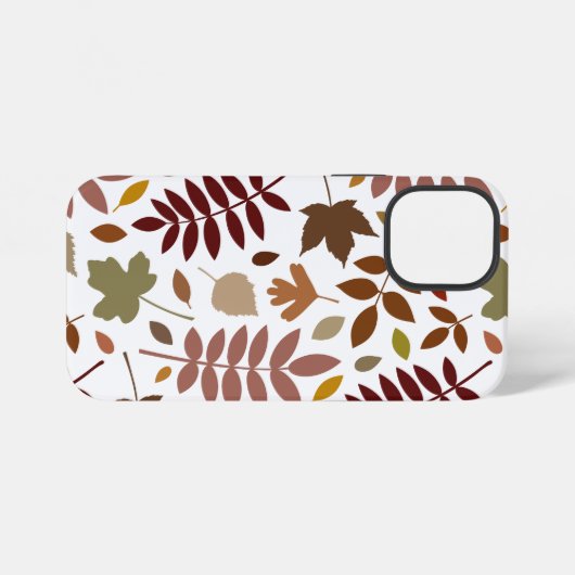 Fallen Blätter Muster Herbstfarben auf Weiß iPhone Hülle (Rückseite (Horizontal))