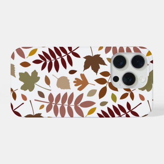 Fallen Blätter Muster Herbstfarben auf Weiß iPhone Hülle (Rückseite (Horizontal))
