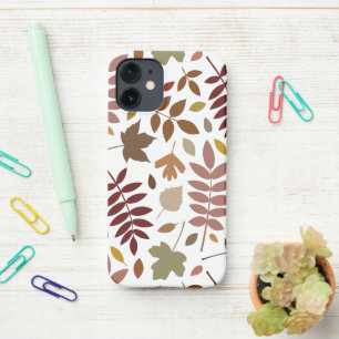 Fallen Blätter Muster Herbstfarben auf Weiß iPhone 12 Mini Hülle