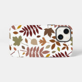 Fallen Blätter Muster Herbstfarben auf Weiß iPhone Hülle (Rückseite (Horizontal))