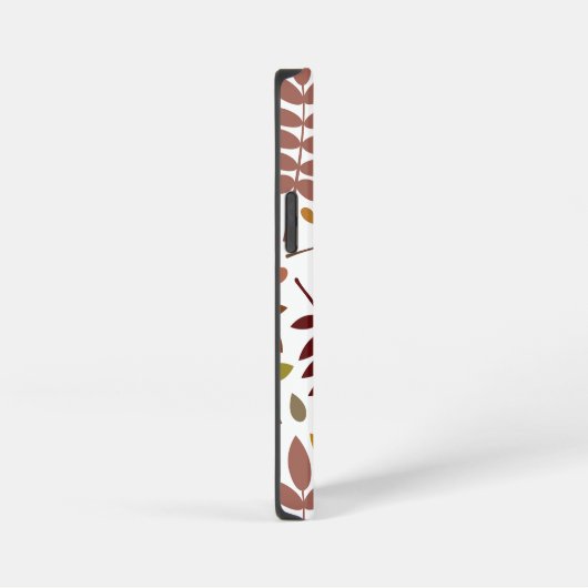 Fallen Blätter Muster Herbstfarben auf Weiß iPhone Hülle (Rechte Seite)