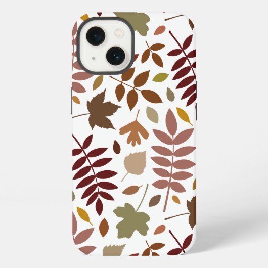 Fallen Blätter Muster Herbstfarben auf Weiß iPhone Hülle (Rückseite)