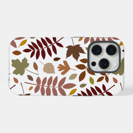 Fallen Blätter Muster Herbstfarben auf Weiß iPhone Hülle (Rückseite (Horizontal))