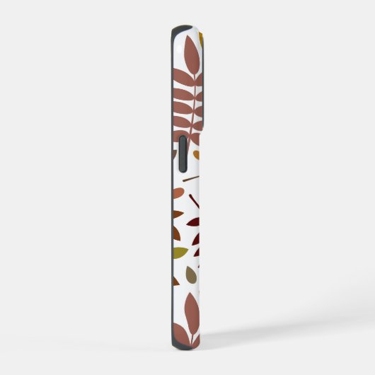 Fallen Blätter Muster Herbstfarben auf Weiß iPhone Hülle (Rechte Seite)