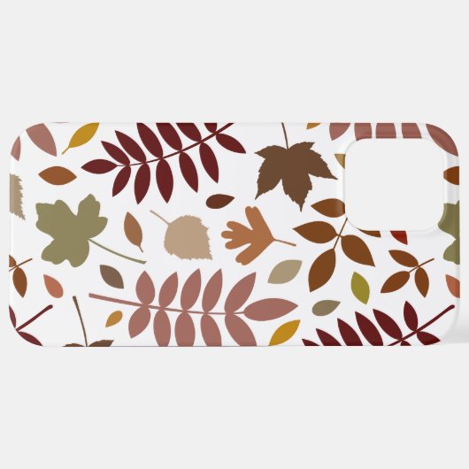 Fallen Blätter Muster Herbstfarben auf Weiß iPhone Hülle (Hinten horizontal)