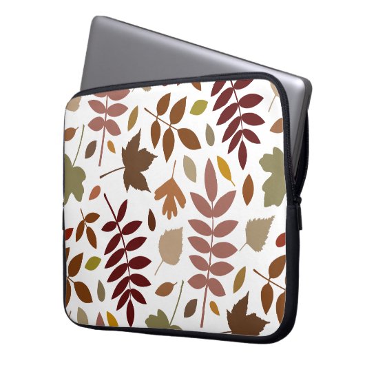 Fallen Blätter Muster Herbstfarben auf Weiß Laptopschutzhülle (Vorderseite Links)