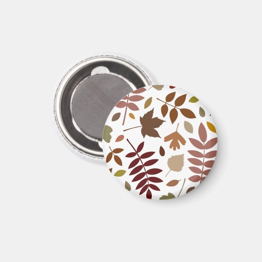 Fallen Blätter Muster Herbstfarben auf Weiß Magnet (Vorderseite/Rückseite)