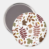 Fallen Blätter Muster Herbstfarben auf Weiß Magnet (Vorderseite/Rückseite)