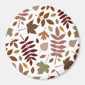 Fallen Blätter Muster Herbstfarben auf Weiß Magnet (Vorne)