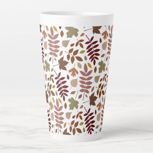 Fallen Blätter Muster Herbstfarben auf Weiß Milchtasse (Vorderseite)