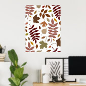 Fallen Blätter Muster Herbstfarben auf Weiß Poster (Heimbüro)
