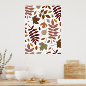 Fallen Blätter Muster Herbstfarben auf Weiß Poster (Küche)