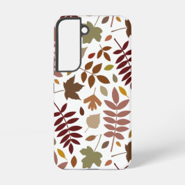 Fallen Blätter Muster Herbstfarben auf Weiß Samsung Galaxy Hülle