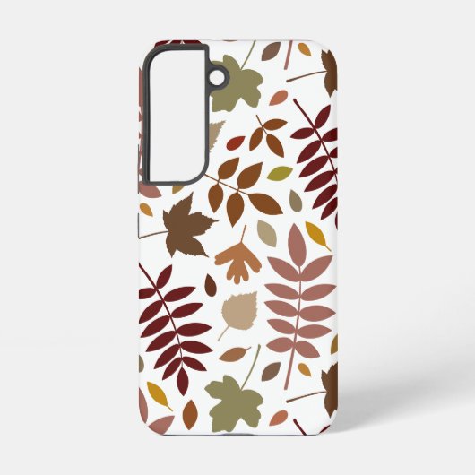 Fallen Blätter Muster Herbstfarben auf Weiß Samsung Galaxy Hülle (Rückseite)