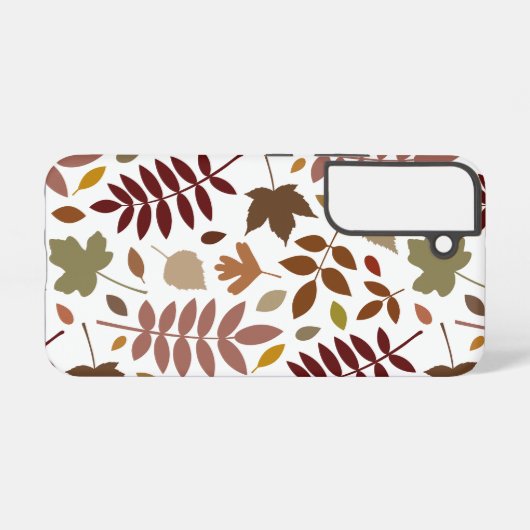 Fallen Blätter Muster Herbstfarben auf Weiß Samsung Galaxy Hülle (Rückseite (Horizontal))