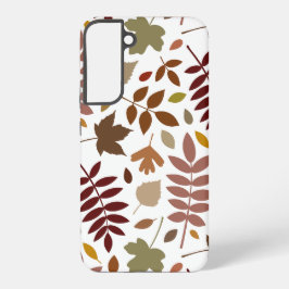 Fallen Blätter Muster Herbstfarben auf Weiß Samsung Galaxy Hülle