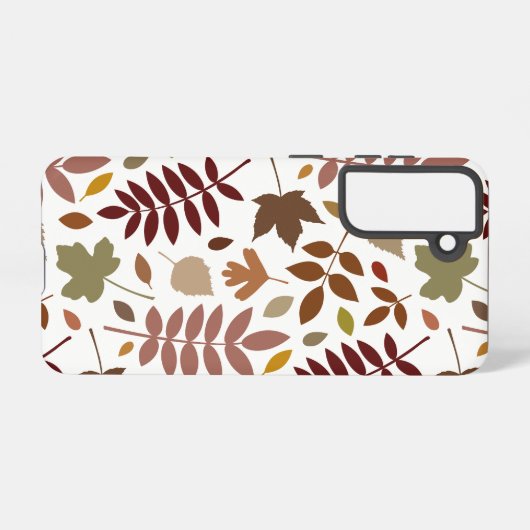 Fallen Blätter Muster Herbstfarben auf Weiß Samsung Galaxy Hülle (Rückseite (Horizontal))