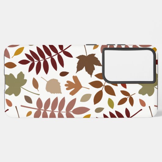 Fallen Blätter Muster Herbstfarben auf Weiß Samsung Galaxy Hülle (Rückseite (Horizontal))