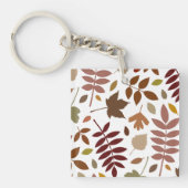 Fallen Blätter Muster Herbstfarben auf Weiß Schlüsselanhänger (Vorderseite)