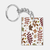 Fallen Blätter Muster Herbstfarben auf Weiß Schlüsselanhänger (Vorderseite links)