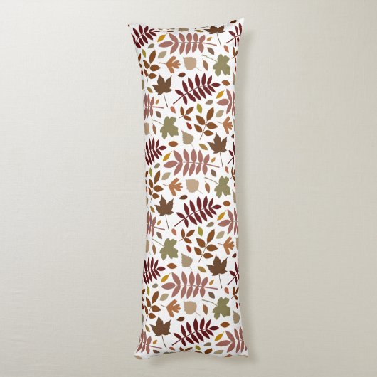 Fallen Blätter Muster Herbstfarben auf Weiß Seitenschläferkissen (Rückseite (Vertikal))