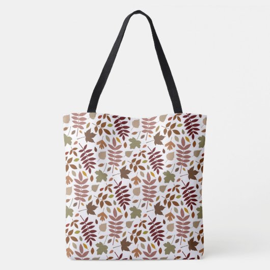 Fallen Blätter Muster Herbstfarben auf Weiß Tasche (Rückseite)
