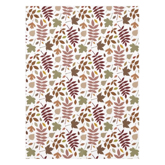 Fallen Blätter Muster Herbstfarben auf Weiß Tischdecke (Vorderseite)