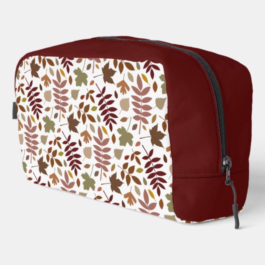 Fallen Blätter Muster Herbstfarben auf Weiß Waschbeutel (Rechte Ecke)