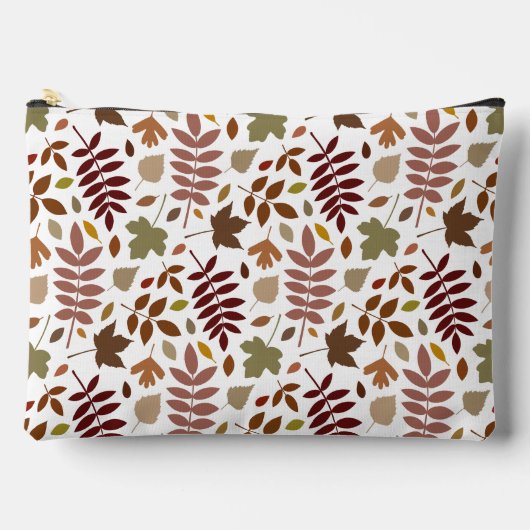 Fallen Blätter Muster Herbstfarben auf Weiß Zubehörtasche (Vorderseite)