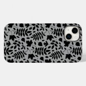 Fallen Blätter Muster Schwarz auf Grau Case-Mate iPhone Hülle (Rückseite (Horizontal))