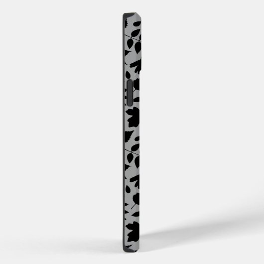 Fallen Blätter Muster Schwarz auf Grau Case-Mate iPhone Hülle (Rückseite / Rechts)